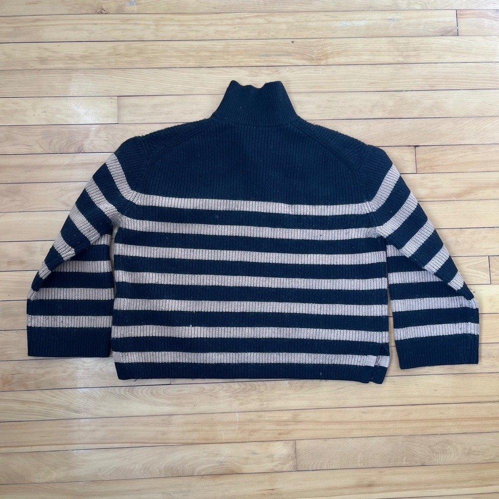 & Other Stories Stockholm Atelier Striped Wool Blend Quarter Zip Sweater Small